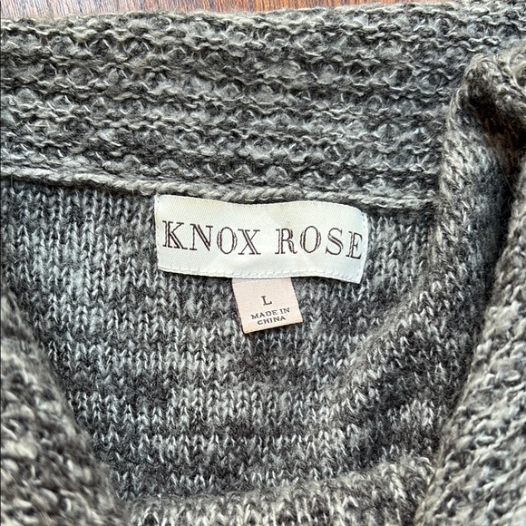 Knox Rose Grey Cowl Neck Fringe Sweater Large - Picture 4 of 13